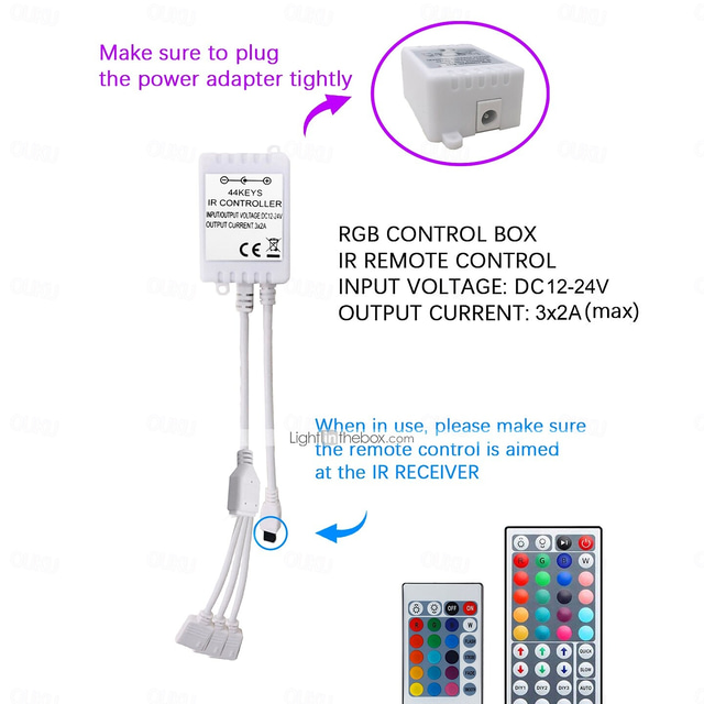 New Design of High Quality IR 44 key RGB Controller Three Way
