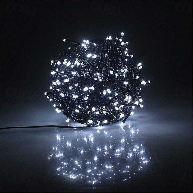  20m 200 led lysstreng, 12v lavspenning utendørs vanntette hagelys med adapter - varm hvit, hvit, blå juledekorasjonsbelysning