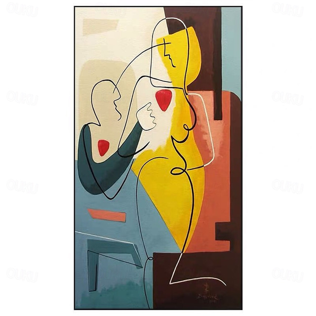  100% Hand painted Pablo Picasso Style Oil Painting on Canvas Cuadros Posters Wall Picture for Living Room Decor Rolled Without Frame