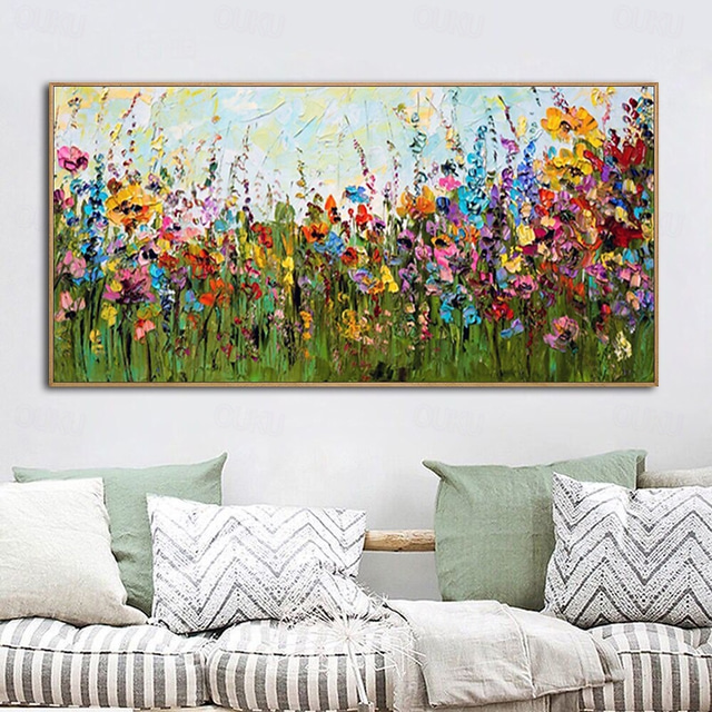  Mintura Hand Painted Flowers Landscape Oil Paintings on Canvas Modern Abstract Wall Picture Art Posters For Home Decoration Ready To Hang With Stretched Frame