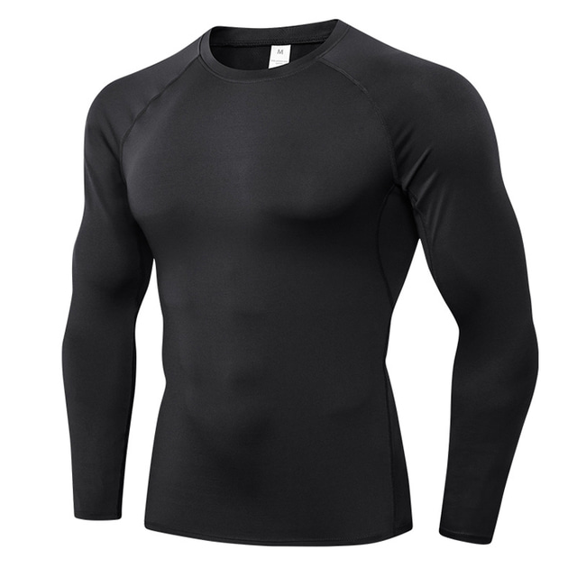  Herre Ensfarget Kompresjonsskjorte Treningstrøyer Sommer Vår Høst Vinter Langermet Atletisk Spandex Hurtigtørkende Myk Nettingtights Fukttransport Pustende Treningsøkt Løp Jogge Trening Bl