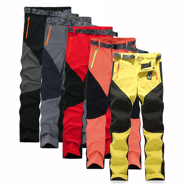  Women's Hiking Pants Trousers Patchwork Summer Outdoor Water Resistant Quick Dry Stretch Lightweight 4 Zipper Pocket Elastic Waist Trousers Yellow Red Grey Orange Black Camping / Hiking