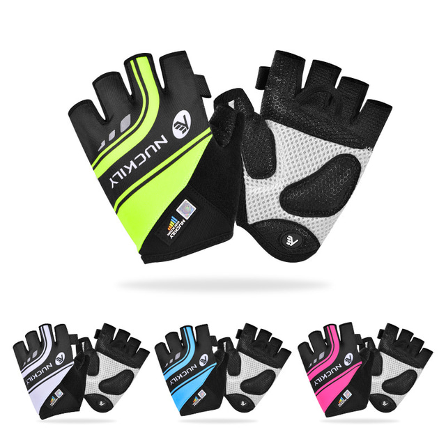  Nuckily Winter Gloves Bike Gloves / Cycling Gloves Mountain Bike Gloves Mountain Bike MTB Road Bike Cycling Anti-Slip Breathable Shockproof Protective Fingerless Gloves Half Finger Sports Gloves