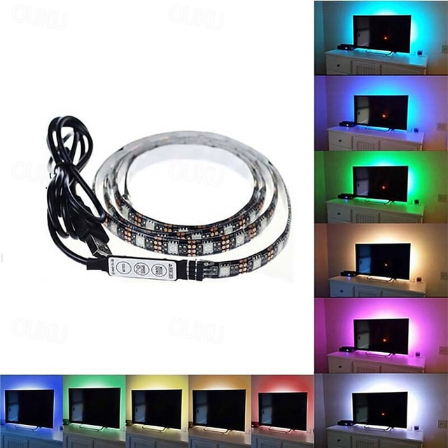  usb led strip lights 1~5m 3.3~16.4ft smd 5050 rgb cambia colore dc5v scrivania schermo tv retroilluminazione ip65 impermeabile