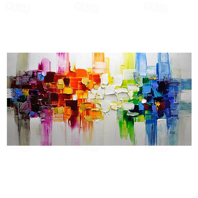  Oil Painting Hand Painted Horizontal Panoramic Abstract Still Life Modern Rolled Canvas (No Frame)