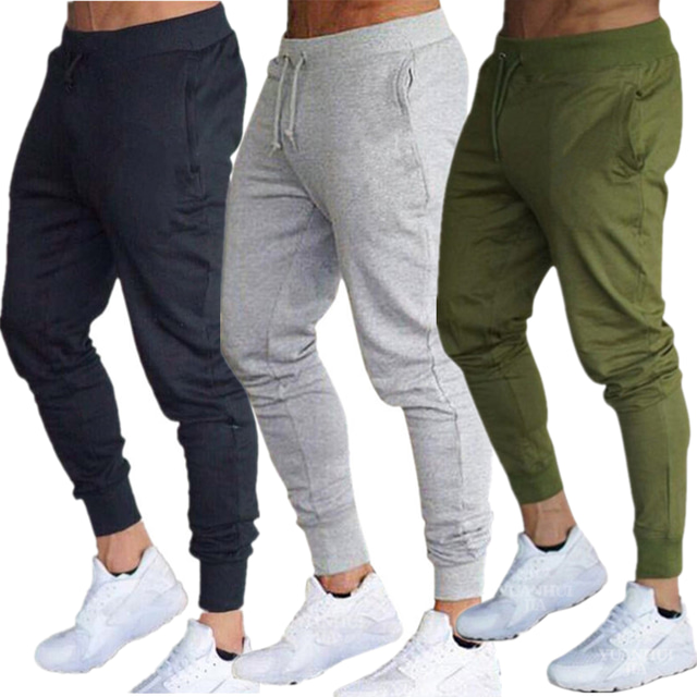  Men's Joggers Sweatpants Drawstring Side Pockets Bottoms Outdoor Home Cotton Thermal Warm Breathable Soft Fitness Gym Workout Running Sportswear Activewear Solid Colored Black Gray Army Green