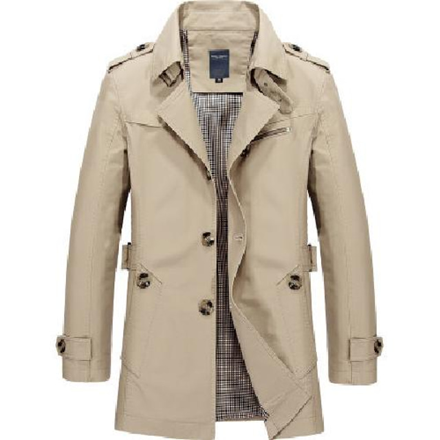  Herren Wintermantel übergangsjacke Mantel Trenchcoat Kurzermantel Geschäft Lässig Baumwolle Windjacke Oberbekleidung Bekleidung Einfarbig Reverskragen mit Schlitz