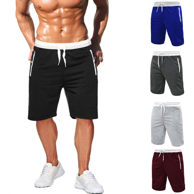  Men's Sports Shorts Summer Shorts Sweat Shorts Fashion Quick Dry Cotton Drawstring Zipper Pocket Black Army Green Navy Blue / Stretchy / Athletic / Athleisure
