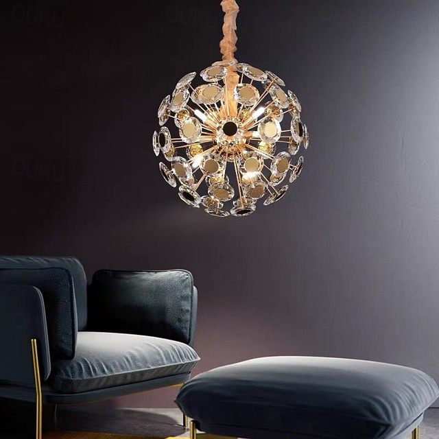  50 cm LED krystall lysekrone kan dimmes gull globe desgin anheng lys moderne metall galvanisert 110-120V 220-240V