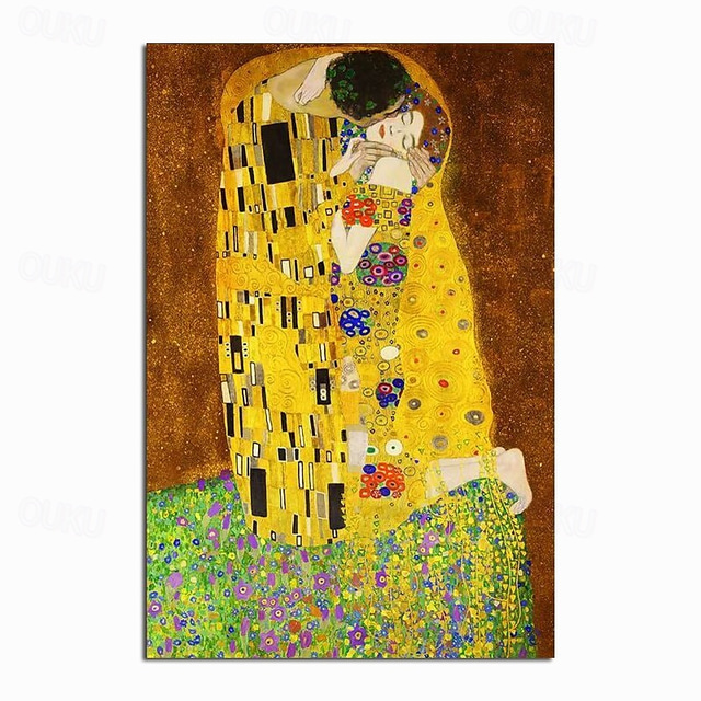  jul världsberömda målningsserier 100% handmålade Gustav Klimts kyss abstrakt oljemålning på duk väggbilder för vardagsrum heminredning present