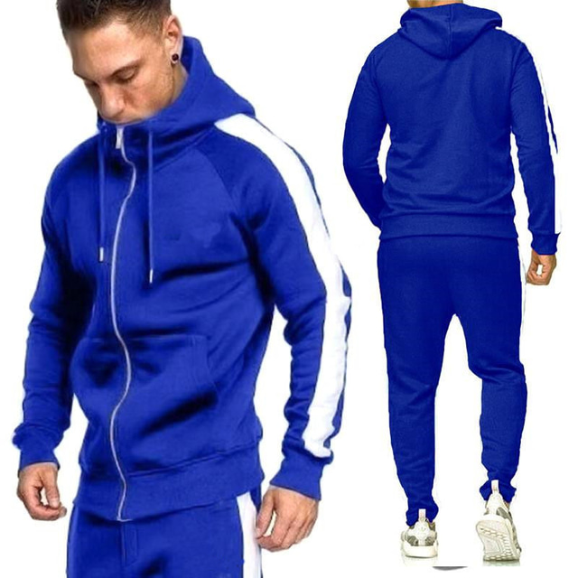  Men's 2 Piece Full Zip Tracksuit Sweatsuit Casual Athleisure Winter Long Sleeve High Waist Cotton Thermal Warm Breathable Soft Fitness Gym Workout Running Jogging Sportswear Color Block Normal