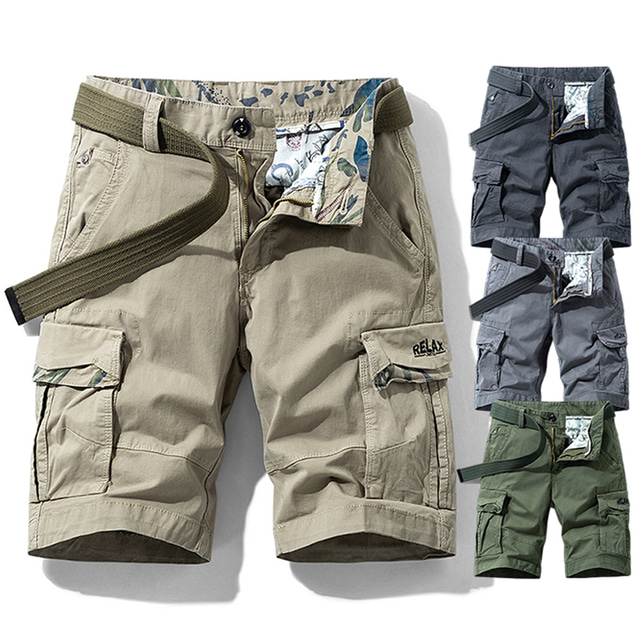  Men's Cargo Shorts Cotton Dark Grey Army Green Light Grey Cargo Shorts Military 10
