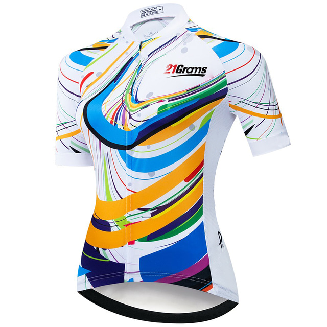  21Grams® Women's Cycling Jersey Short Sleeve Mountain Bike MTB Road Bike Cycling Rainbow Graphic Jersey White Breathable Soft Back Pocket Sports Clothing Apparel / Athletic