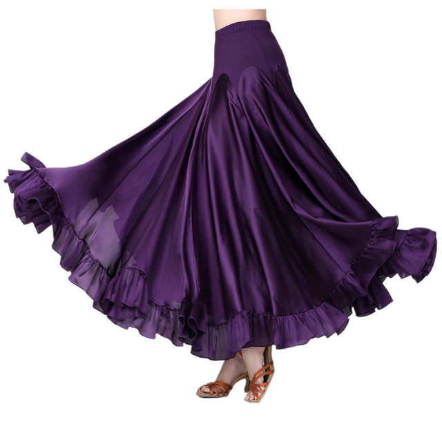  Ballroom Dance Skirts Ruffles Women's Performance Daily Wear High Polyester