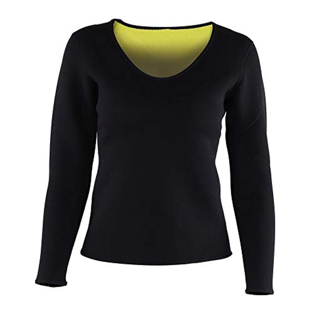  Women Waist Trainer Hot Neoprene Shirt Sauna Suit Sweat Body Shaper Shirt Slimming Long Sleeves Shirt (M)