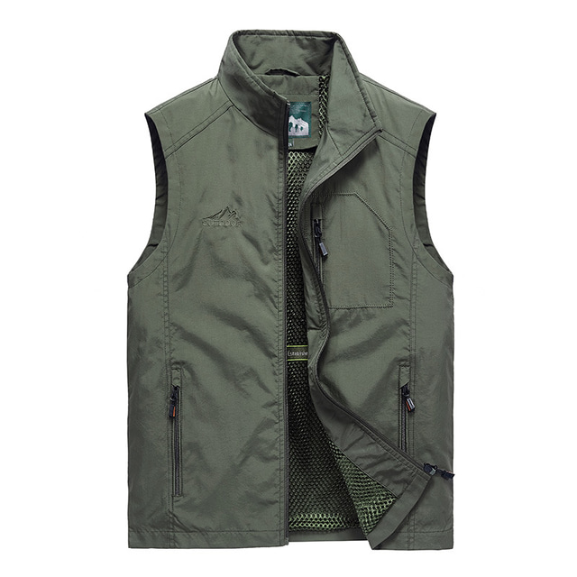 Men's Fishing Vest Hiking Vest Sleeveless Vest / Gilet Top Outdoor Windproof Breathable Quick Dry Lightweight Black Gray khaki Fishing Climbing Camping / Hiking / Caving