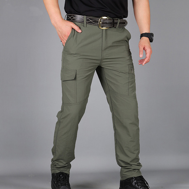  pánské nepromokavé pracovní kalhoty turistické kalhoty taktické kalhoty 6 kapes vojenské léto outdoor ripstop voděodolné rychleschnoucí více kapes kapsa na zip elastický pas modrá šedá khaki zelená černá