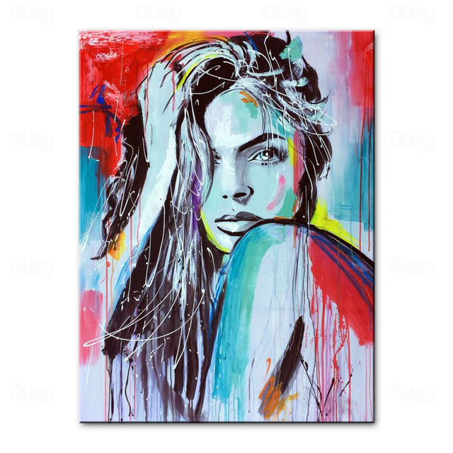  Oil Painting Hand Painted Vertical Abstract People Modern Rolled Canvas (No Frame)
