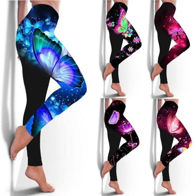  Pentru femei Jambiere Sports Gym Leggings Pantaloni de yoga Spandex Alb Verde Mov Iarnă Dresuri Ciclism Jambiere Imprimeu Controlul abdomenului Lift Fesier Confortabil la umezeală Îmbrăcăminte