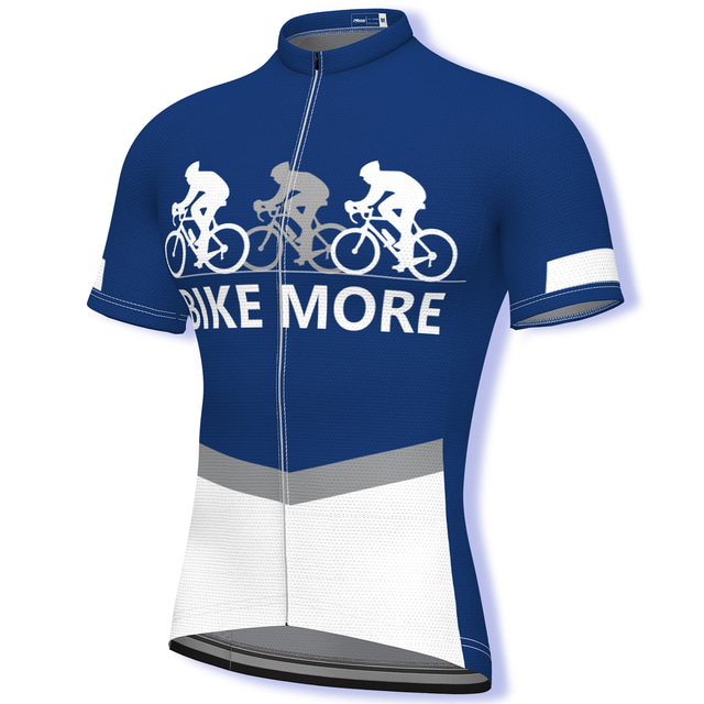  OUKU Maillot Velo Cyclisme Homme Manches Courtes VTT Vélo tout terrain Vélo Route Graphic Maillot Top Bleu Respirable Séchage rapide Evacuation de l'humidité Des sports Vêtement Tenue / Athleisure