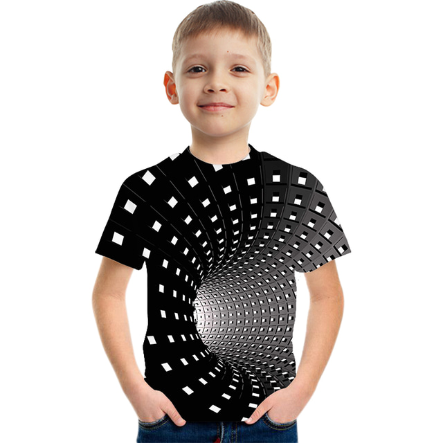  Garçon 3D Bloc de couleur 3D Print T-shirt Manche Courte 3D effet Eté Actif Sportif Vêtement de rue Polyester Rayonne Enfants 2-13 ans Extérieur du quotidien
