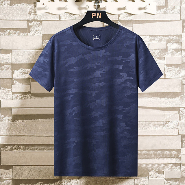  Men's T shirt Hiking Tee shirt Short Sleeve Tee Tshirt Top Outdoor Breathable Quick Dry Lightweight Sweat wicking Summer [Men's]Gray [Men's]Orange [Men's Style]Dark Blue Fishing Climbing Camping