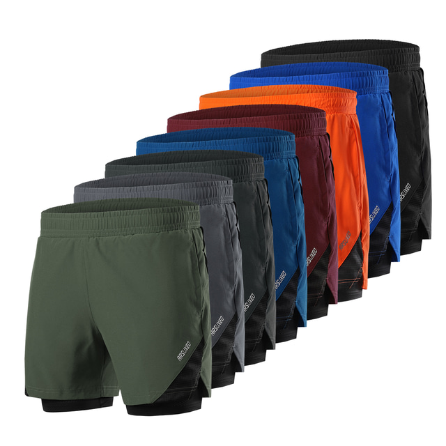  Men's Running Shorts Running 2 in 1 Tight Shorts Sports Shorts Shorts Bottoms Solid Colored Quick Dry Black Blue Dark Gray / Micro-elastic