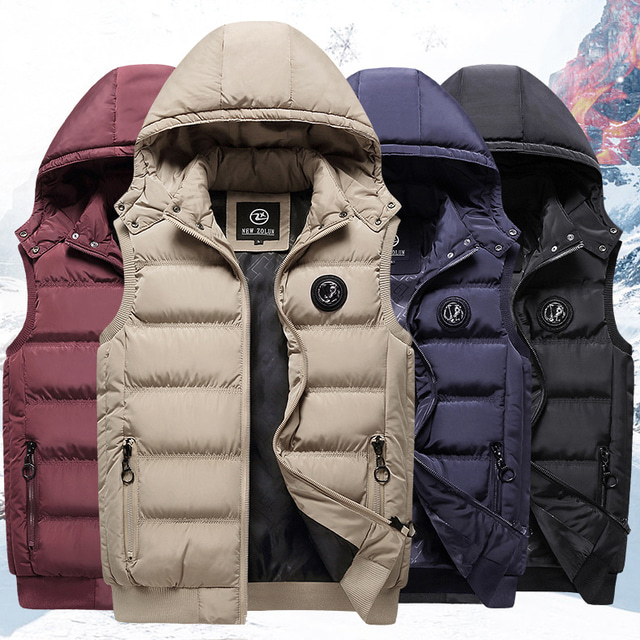  Men's Fishing Vest Hiking Vest Quilted Puffer Vest Sleeveless Down Jacket Coat Top Outdoor Thermal Warm Windproof Breathable Quick Dry Winter Maroon Black khaki Skiing Fishing Climbing / Lightweight