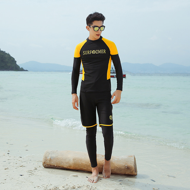  Hombre Camiseta Protección Solar Surf Traje de baño Anti UV Protección solar UV UPF50+ Transpirable Manga Larga Trajes de buceo Traje de baño 3 Piezas Natación Buceo Surf Deportes acuáticos Retazos