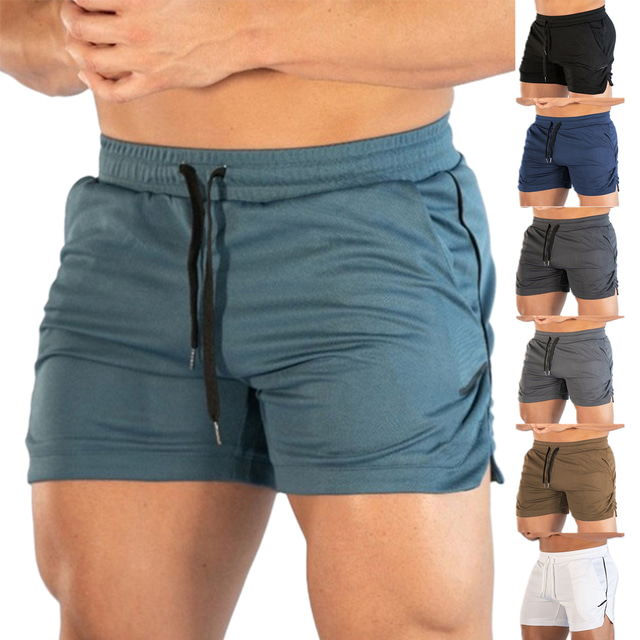  Men's Running Shorts Sports Shorts Shorts Bottoms Solid Colored Quick Dry Dark Grey Green White / Micro-elastic / Athletic / Athleisure