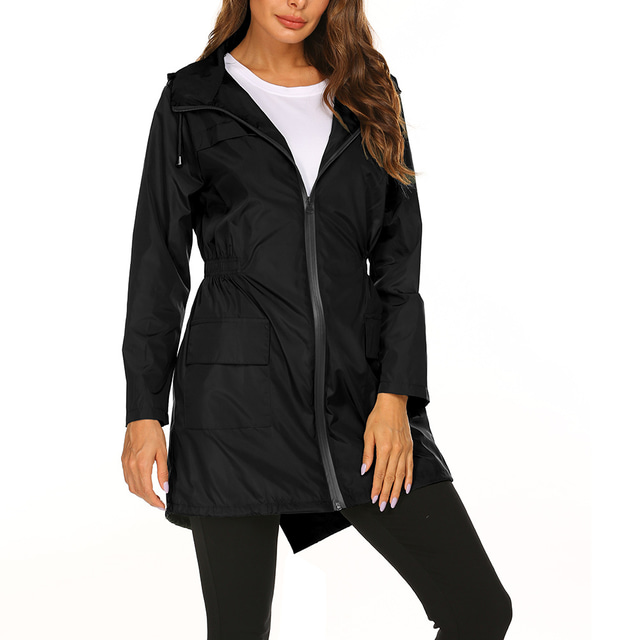  Women's Hiking Raincoat Waterproof Hiking Jacket Rain Jacket Winter Outdoor Thermal Warm Waterproof Windproof Breathable Outerwear Coat Top Fishing Climbing Casual Black Navy Blue Dark Green Green