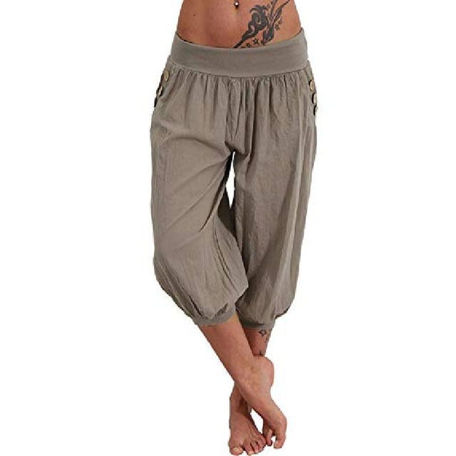  nctcity dámské 3/4 bloomers capri letní kalhoty aladdin kalhoty harémové kalhoty bloomers harémové kalhoty kalhoty na jógu elastický pas kalhoty pro volný čas plážové kalhoty