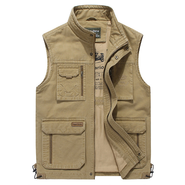 Men's Hiking Fishing Vest Work Vest Cotton Outdoor Casual Lightweight with Multi Pockets Autumn / Fall Spring Travel Cargo Safari Photo Wear Resistance Breathable Waistcoat Jacket Coat Top