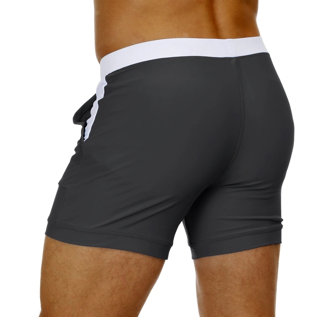 Herren Kurze Hose Badeshorts Schwarz-Rot HM058A