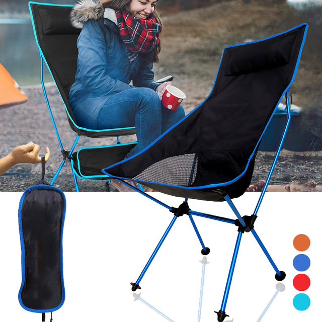  Camping Chair High Back with Headrest Ultra Light (UL) Foldable Breathable Compact Mesh 7075 Aluminium Alloy for 1 person Fishing Hiking Camping Autumn / Fall Spring Blue Red Orange Dark Blue