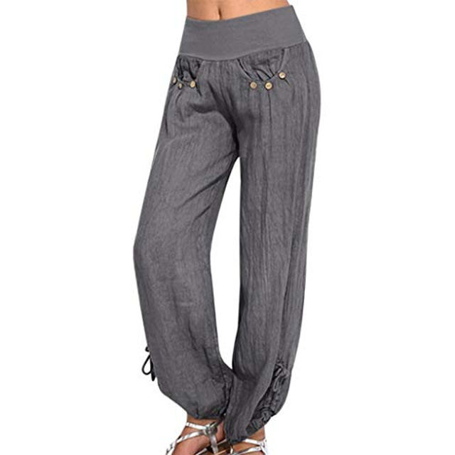  listha casual soft yoga calças de harém femininas de cintura alta esportivas largas calças largas d cinza