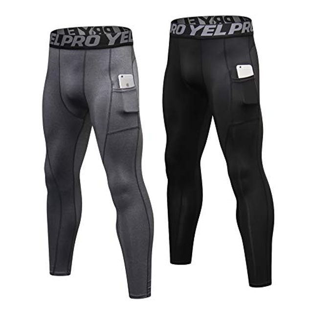  yushow 2 packs heren compressie leggings sportlegging basislaag broek sportsweart ski hardlopen gym workout