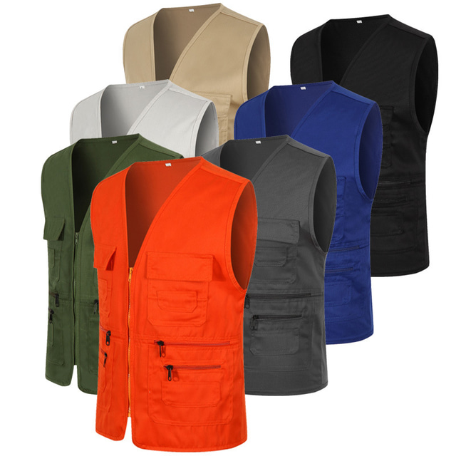  Men's Hiking Fishing Vest Work Vest Outdoor Casual Lightweight with Multi Pockets Autumn / Fall Spring Travel Cargo Safari Photo Wear Resistance Breathable Waistcoat Jacket Coat Top
