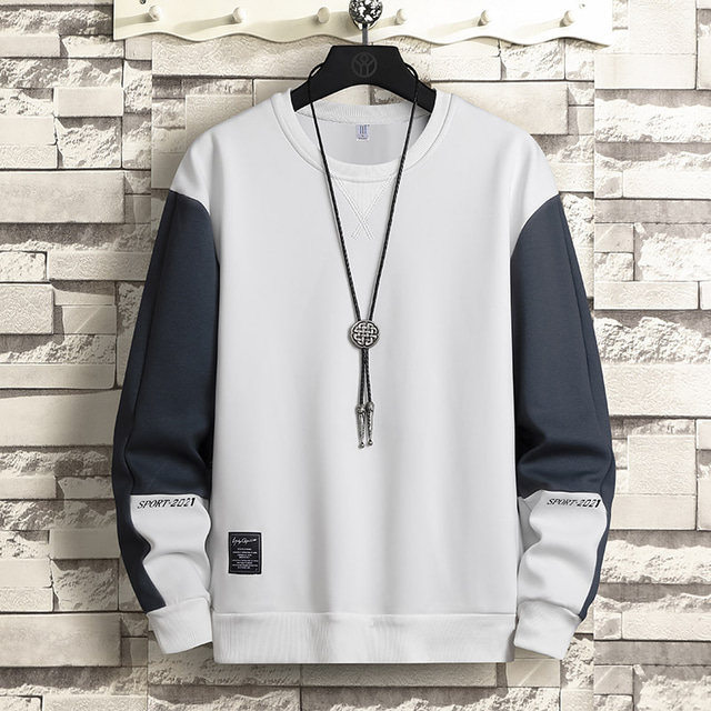  Men's Pullover Sweatshirt Solid Color Round Neck Work Streetwear Hoodies Sweatshirts  Long Sleeve Slim Black Gray Khaki