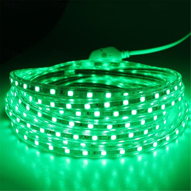  flexibelt rep led strip ljus 220v-240v 5050 vattentät hög säkerhet hög ljusstyrka varm vit blå röd grön utomhus eu kontakt
