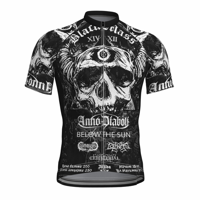  OUKU Men's Short Sleeve Cycling Jersey Graphic Sugar Skull Skull Bike Jersey Top Mountain Bike MTB Road Bike Cycling Black Quick Dry Moisture Wicking Sports Clothing Apparel / Athleisure