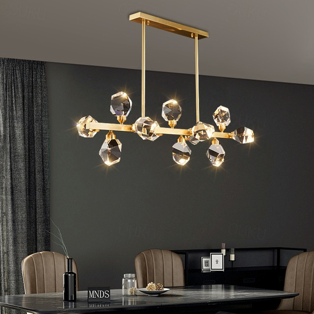  LED Pendant Light Crystal Kitchen Island Light Modern Gold Luxury 113 cm Chandelier Sputnik Brass 220-240V 110-120V