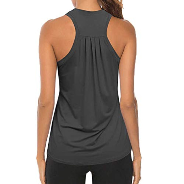  racerback προπόνηση για γυναικεία γυμναστική γυμναστική γιόγκα πουκάμισα χαλαρή μπλούζα ενεργή φούστα αμάνικο μπλουζάκι με μπλουζάκι, 92 γκρι