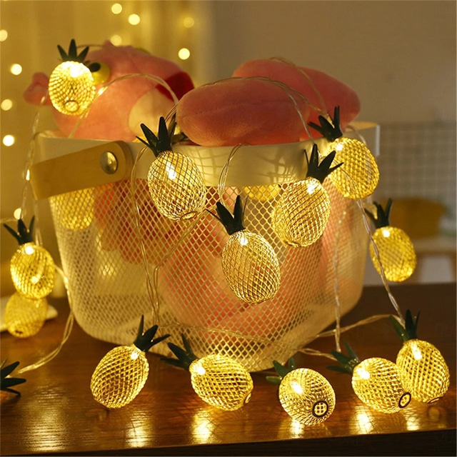  luci solari all'aperto led luci stringa a forma di ananas 7m 30led lucine per patio casa festa di nozze camera da letto compleanno hawaiano tropicale decorazione tiki (bianco caldo)