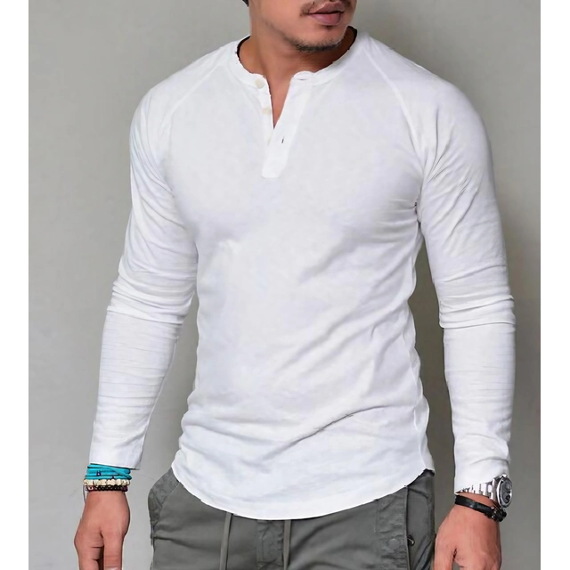 Chemise Henley Homme Theory - Blanc Coton, Manches Longues, Taille M - Neuf Avec étiquettes, Fabriqué Au Pérou