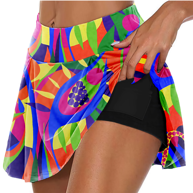  Women's High Waist Athletic Skorts Running Skirt Sports Shorts Athletic Shorts Bottoms 3D Print 2 in 1 Side Pockets Summer Fitness Gym Workout Running Training Exercise Breathable Quick Dry Moisture