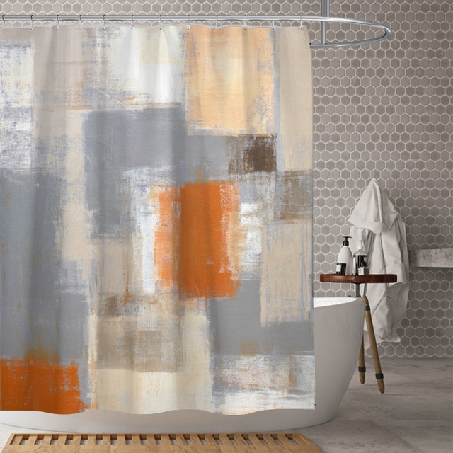  Waterproof Fabric Shower Curtain Bathroom Decoration and Modern and Geometric and Abstract 70 Inch