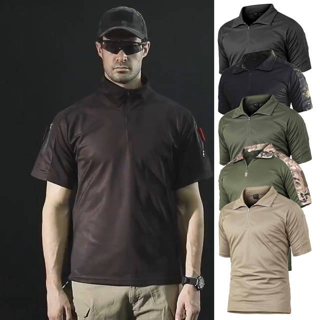  mænds kampskjorte militær taktisk tee shirt jagt kortærmet polo holdt airsoft camouflage t-shirt taktisk uniform tøj udendørs sport til multicam