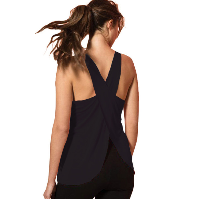  Women's Running Tank Top Open Back Cross Back Sleeveless Top Athleisure Breathable Quick Dry Lightweight Yoga Fitness Gym Workout Sportswear Activewear Solid Colored Coral Purple White
