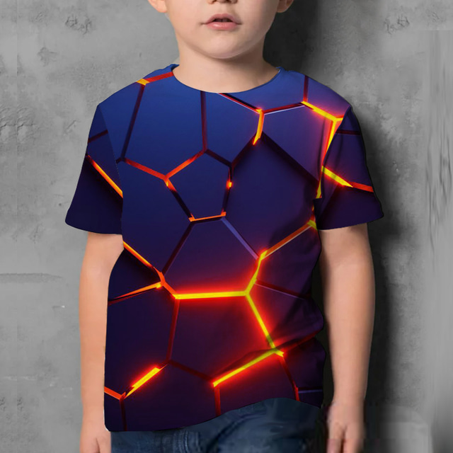  Garçon 3D 3D Print T-shirt Manche Courte 3D effet Eté Actif Enfants 4-12 ans Standard